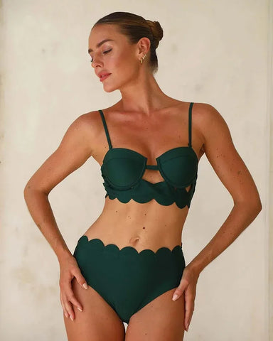 Laser Cutting Circularity Bikini Swimsuit and Split Skirt