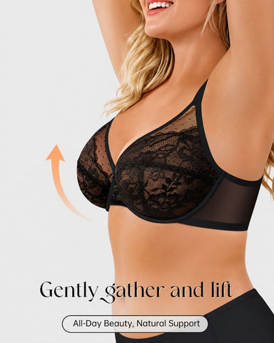 Floral Lace Unlined Full-Coverage Underwire Bra