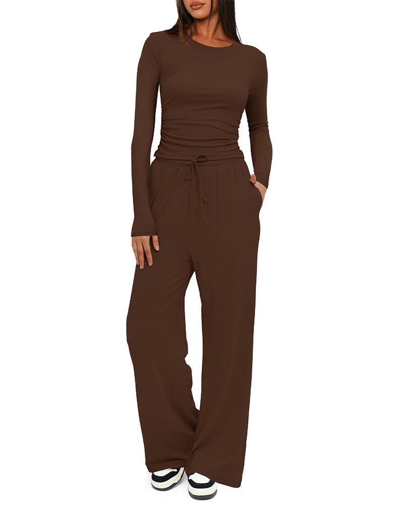 Women's Two Pieces Casual Comfortable Solid  Loungewear Set
