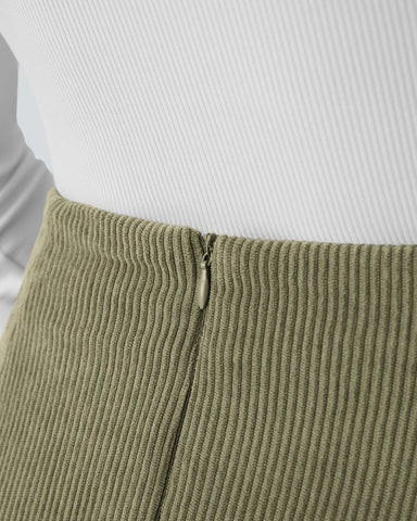 High-Waist 2-in-1 Corduroy A-Line Mini Skirt