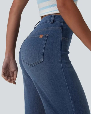 High-Waist Sculpting Straight-Leg Stretch Jeans