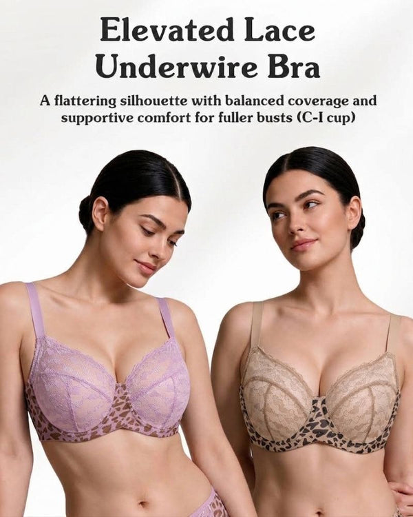 Leopard Heart Lace Plus Size Minimizer Bra