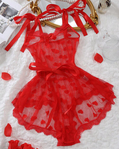 Sexy 2-Piece Mesh Bodysuit & Waist Belt Lingerie Set