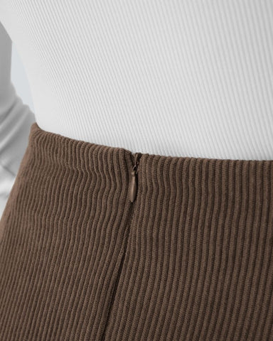 High-Waist 2-in-1 Corduroy A-Line Mini Skirt