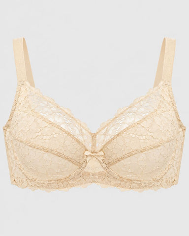 Plus Size Full-Coverage Unlined Lace Support Bra