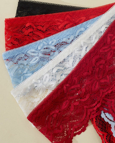 Women Sexy Lingeries 5 sets Crotchless Panties