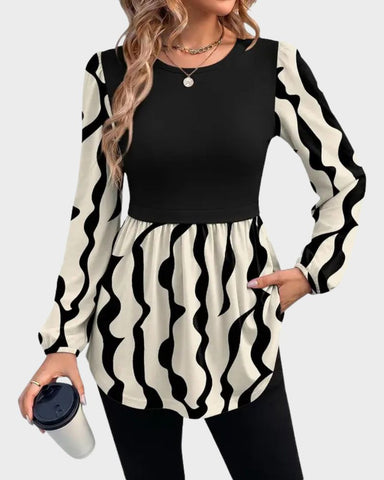 Women’s Long Sleeve Babydoll Peplum Tunic Top