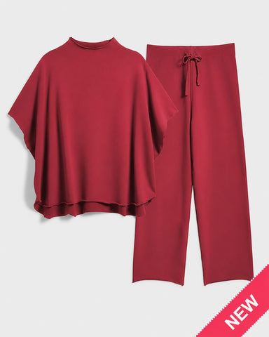 Relaxed Batwing Top & Wide-Leg Pants Set