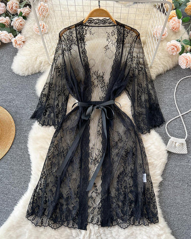 Sexy mesh lace temptation see-through robes