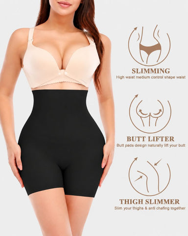 High-Waist Padded Butt-Lifting Shaping Shorts