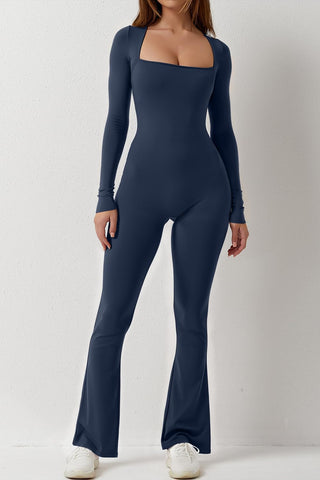 Shape-curve Jumpsuits for Women Square Neck Wide Leg Full Length Romper Playsuit