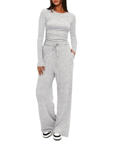 Women's Two Pieces Casual Comfortable Solid  Loungewear Set