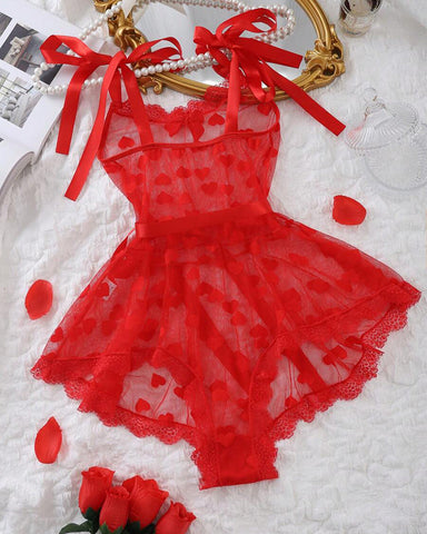 Sexy 2-Piece Mesh Bodysuit & Waist Belt Lingerie Set