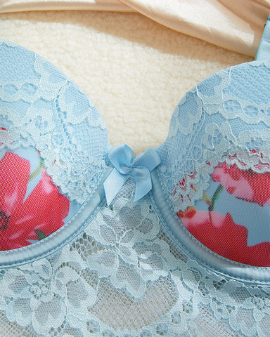 Women's Lace Underwire Floral Babydoll Nightgown Flowy Lingerie