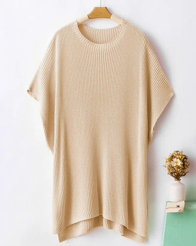 Relaxed Oversized Puff-Sleeve Knit Pullover Top