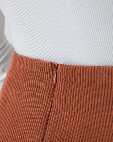 High-Waist 2-in-1 Corduroy A-Line Mini Skirt