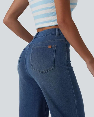 High-Waist Sculpting Straight-Leg Stretch Jeans
