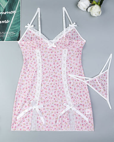 Sexy Ditsy Floral Lace V-Neck Bodycon Sleep Dress For Women