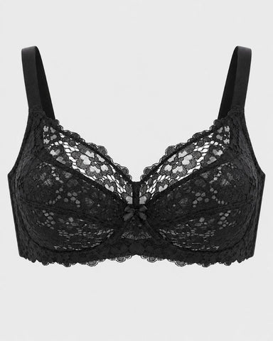 Plus Size Full-Coverage Unlined Lace Support Bra