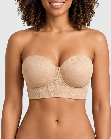 Strapless Longline Half-Cup Corset Bra