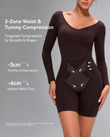 Long-Sleeve Full-Body Sculpting Shapewear Bodysuit
