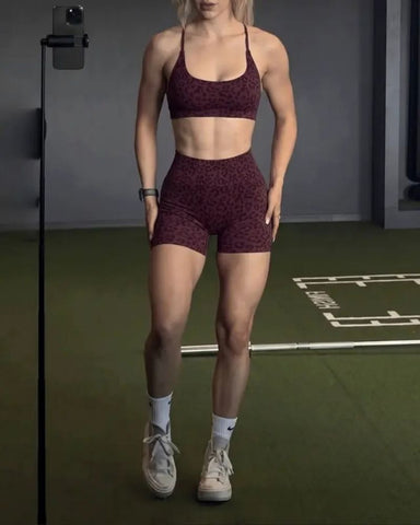 Seamless Multi-Print Sculpting Sports Bra & Shorts Set