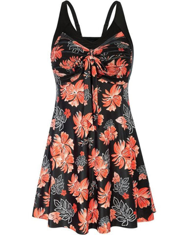 Women's Two Piece Swim Dress Plus Size Tummy Control Tankinis Swimdress Floral Printed Swimwear Swimsuits with Boyshort