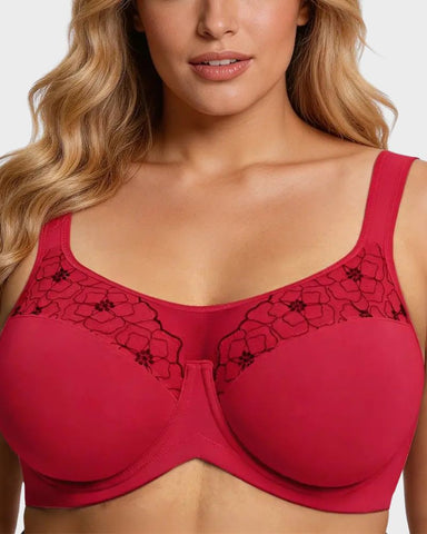 Plus Size Embroidered Full-Coverage Underwire Bra