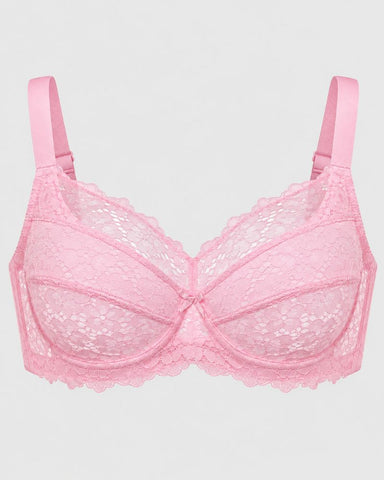 Plus Size Full-Coverage Unlined Lace Support Bra