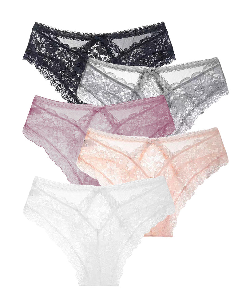 5-Pack Women’s Summer Lace Low-Waist Mesh Breathable Panties