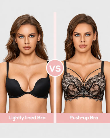 Deep-V Lace Full-Coverage Push-Up Bra
