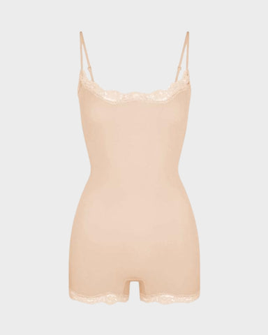 Lace-Trim Sculpting Playsuit in Solid & Animal Prints