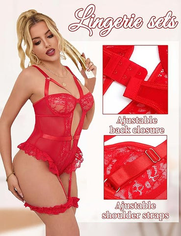 Sexy Contrast Lace Cut-Out Teddy