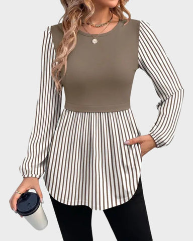 Women’s Long Sleeve Babydoll Peplum Tunic Top