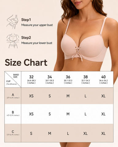 Lace-Up Padded Wireless Push-Up Bra