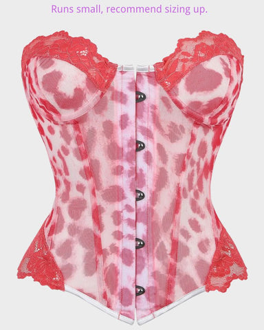 Y2K Leopard Lace Boned Corset Top