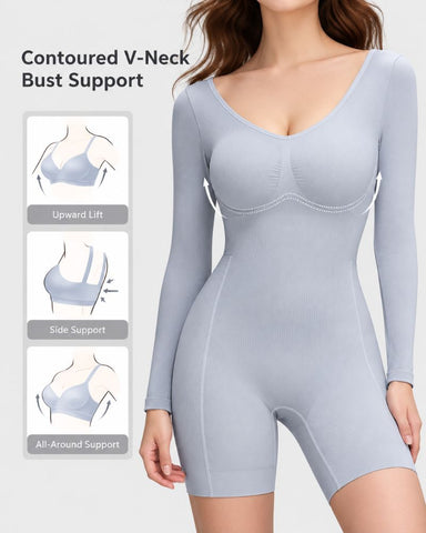 Long-Sleeve Full-Body Sculpting Shapewear Bodysuit