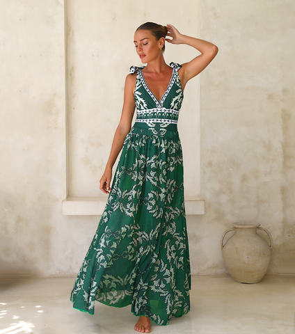 Shapecurve® V Neck Lace Up Printed One Piece Swimsuit and Skirt