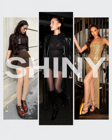 High-Waist Shiny Sheer Silky Pantyhose