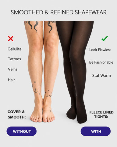 Fleece-Lined Sheer-Effect Tummy Control Tights Bodysuit