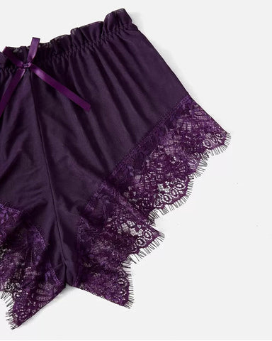 3-Piece Lace Sleepwear Set for Women – Cami, Shorts & Robe