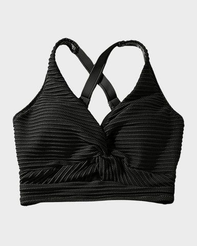 Textured Knot-Front High-Waisted Bikini Set