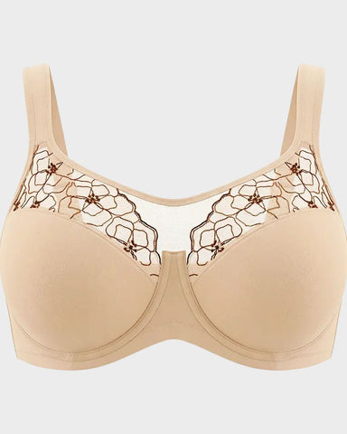 Plus Size Embroidered Full-Coverage Underwire Bra