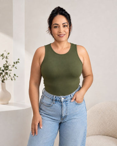 Slim-Fit Sleeveless Bodysuit Top