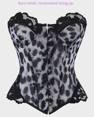 Y2K Leopard Lace Boned Corset Top