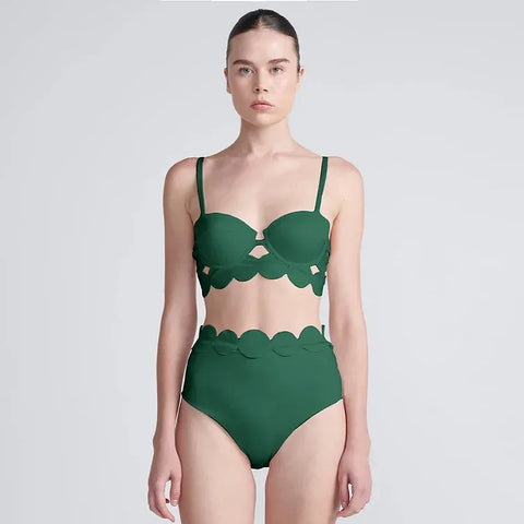 Laser Cutting Circularity Bikini Swimsuit and Split Skirt
