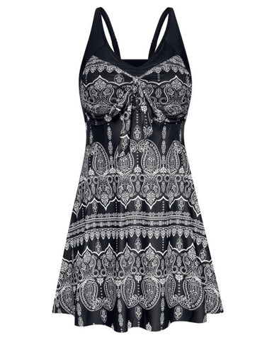 Women's Two Piece Swim Dress Plus Size Tummy Control Tankinis Swimdress Floral Printed Swimwear Swimsuits with Boyshort