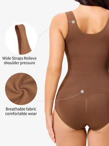 Women Seamless Round Neck Tummy Control Bodysuit