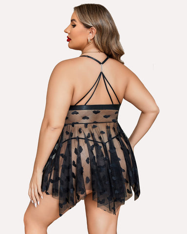Plus Size Lace Nightdress with Front Slit