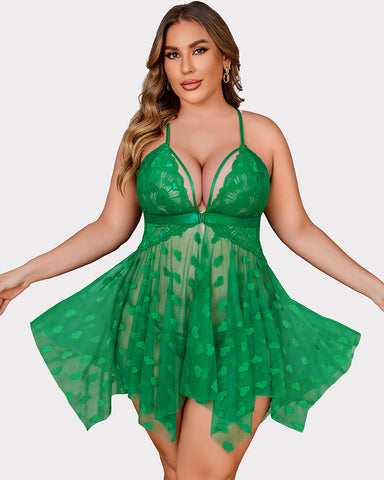 Plus Size Lace Nightdress with Front Slit